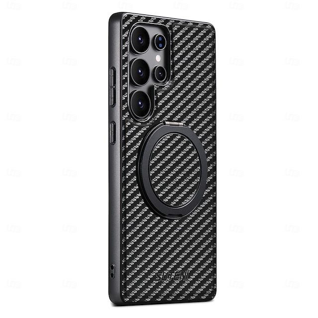 טלפון מגן עבור סמסונג גלקסי S24 Ultra Plus S23 Ultra Plus S22 Plus Ultra S25 S25 פלוס S25 Ultra כיסוי אחורי עם מעמד מגנטי תמיכה בטעינה אלחוטית רטרו TPU סיבי פחמן PC