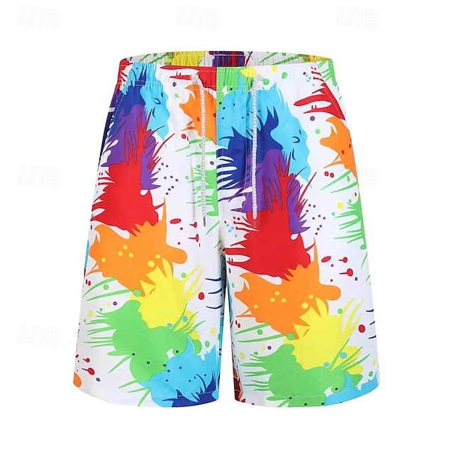  Per uomo Boxer da mare Pantaloncini da mare Boxer da surf Pantaloni A cordoncino Con tasche Nuoto Surf Spiaggia Sport acquatici Con stampe Estate Primavera