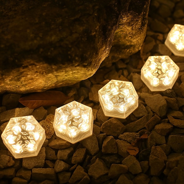  lampy solarne zewnętrzne lampy w kształcie kostek lodu wodoodporne lampy zewnętrzne, oświetlenie ścieżek, utrzymują oświetlenie ogrodu, krajobrazu, ścieżki, podwórka, patio przez 10 godzin