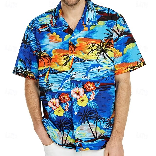 Men's Coconut Tree Tropical Plants Flowers Shirt Summer Hawaiian Shirt Camp Collar Shirt Short Sleeve Hawaiian Vacation Holiday Beach Wear Summer Spring Cuban Collar 3D Print Collared Shirts Front4