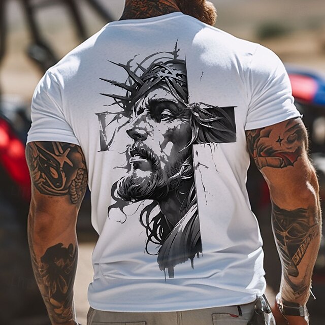 Easter Men's Jesus Christian T Shirt Short Sleeve T shirt 3D Print Crew Neck Shirt Designer Casual Party Holiday White Summer Spring Clothing Apparel S M L XL XXL XXXL4