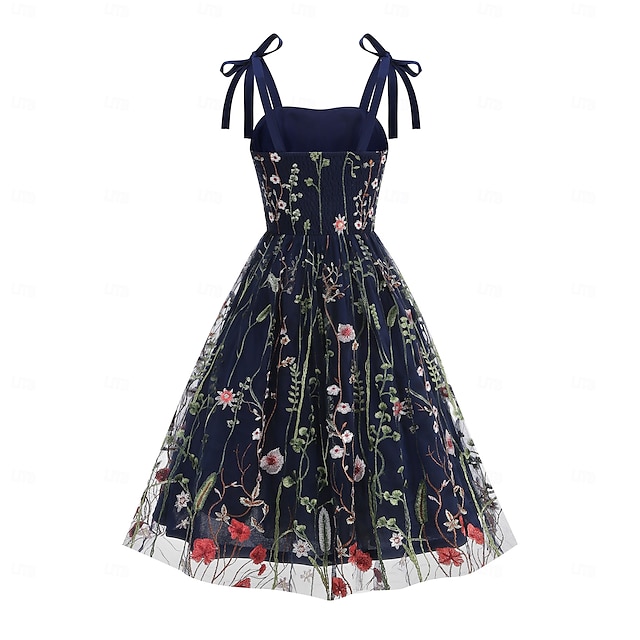  Retro Vintage 1950s Vintage Dress Dress Swing Dress Embroidered Floral Women's Carnival Masquerade Daily Wear Bachelorette Party Adults' Dress Homecoming Dresses