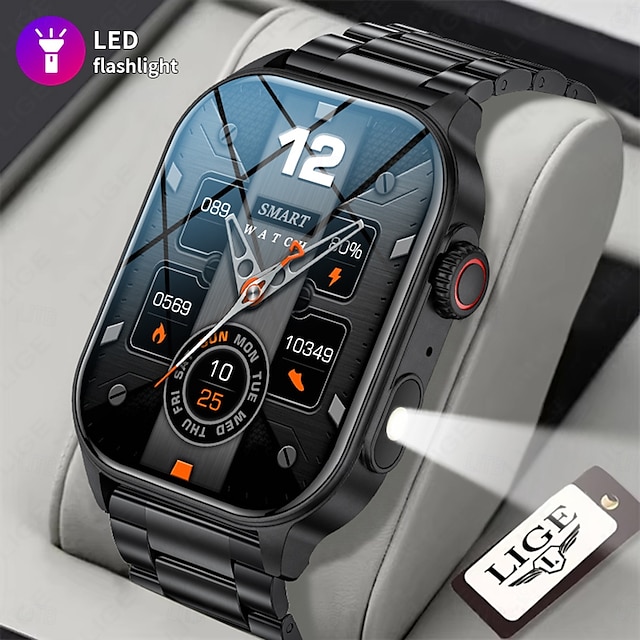  LIGE BWKM02 Εξυπνο ρολόι 1.96 inch Έξυπνο ρολόι Bluetooth Υπενθύμιση Κλήσης Παρακολούθηση Δραστηριότητας Ξυπνητήρι Συμβατό με Android iOS Γυναικεία Άντρες Κλήσεις Hands-Free