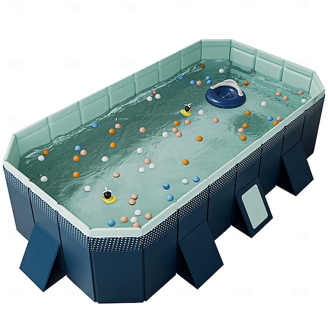  sammenleggbart oppblåsbart basseng holdbart sammenleggbart oppblåsbart svømmebasseng - rektangulær form, pvc-materiale, flere komponenter - for familiemoro