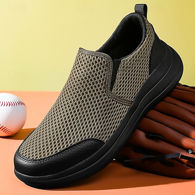  moderna slip-on-sneakers för män, grå mesh med elastisk slingring, snygga och bekväma urbana skor
