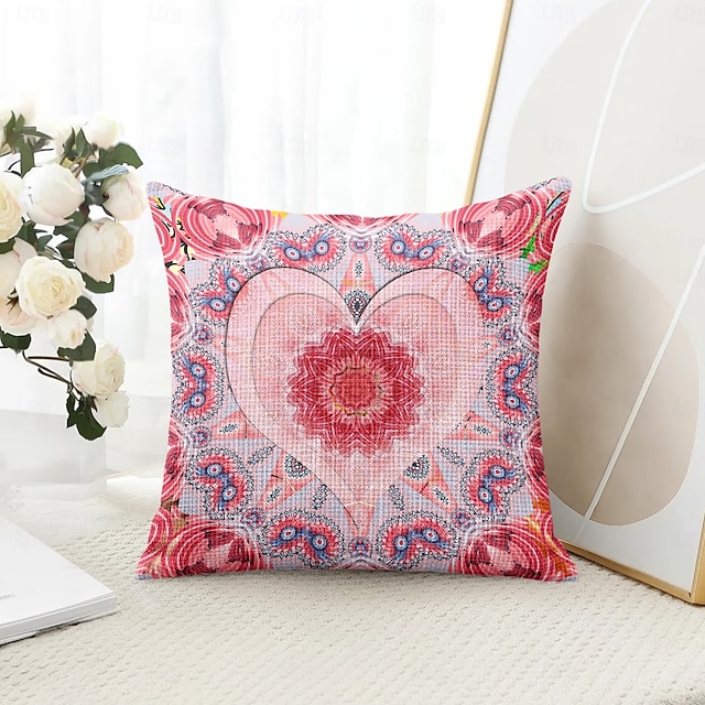  Mandala Bohemian Heart Decorative Toss Pillows Cover 1PC Soft Square Couch Cushion Case Pillowcase for Bedroom Livingroom Sofa Chair