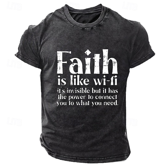  Pánské tričko Faith Is Like WiFi It's Not Visible But It Has The Power To Connect You To What You Need Tričko Tee Omyté Tričko Bavlněné Krátký Rukáv Grafický Top Módní Designer Oblečení