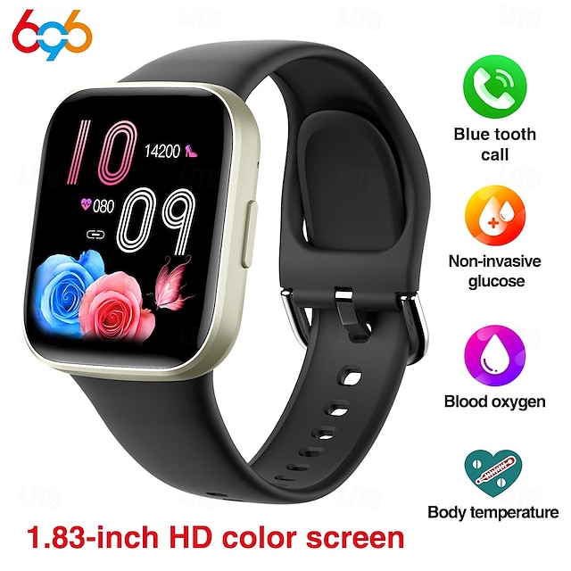  696 Y83 Montre intelligente 1.83 pouce Smartwatch Montre Connectée Bluetooth ECG+PPG Podomètre Rappel d'appel Compatible avec Android iOS Femmes Hommes Appels Mains Libres Rappel de Message IP 67