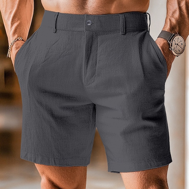  Bărbați Pantaloni Scurți Pantaloni scurti de rochie Buzunar Picior drept Simplu Confort Fără călcat Lungimea genunchiului Birou Afaceri Zilnic Modă Șic Stradă Gri fum Negru