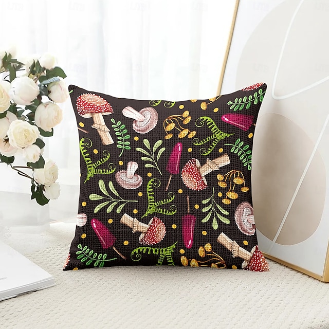  Mushroom Plant Decorative Toss Pillows Cover 1PC Soft Square Couch Cushion Case Pillowcase for Bedroom Livingroom Sofa Chair