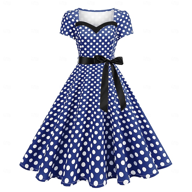  Retro Vintage 1950s Dress Swing Dress Polka dots Women's Carnival Masquerade Daily Wear Bachelorette Party Adults' Dress Homecoming Dresses