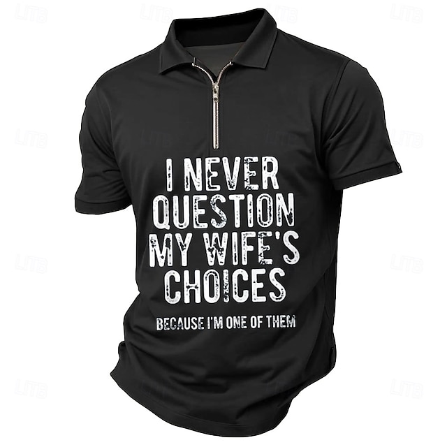  Homme Texte Polos à zip Manche Courte Polos Chemises à Col Occasionnel Extérieur Athleisure Impression 3D Été Noir Rouge Vert foncé