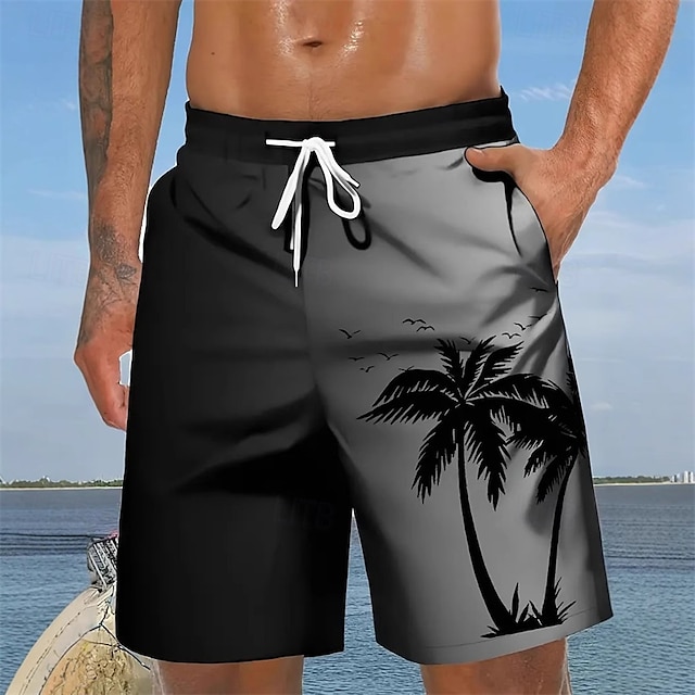  Men's Swim Trunks Swim Shorts Board Shorts Bottoms Drawstring with Pockets Swimming Surfing Beach Water Sports Tropical Printed Summer Spring