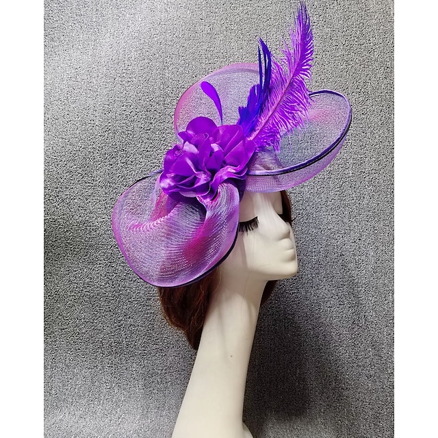  Fascinateurs chapeau en filet voile mariage course de chevaux avec pièce florale en plumes