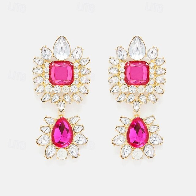  Pentru femei Cercei cu herghelie Cercei Picătură Pară Picătură Prețios Elegant Stilat Artistic Diamante Artificiale cercei Bijuterii Fucsia Pentru Nuntă Petrecere Bal 1 pereche