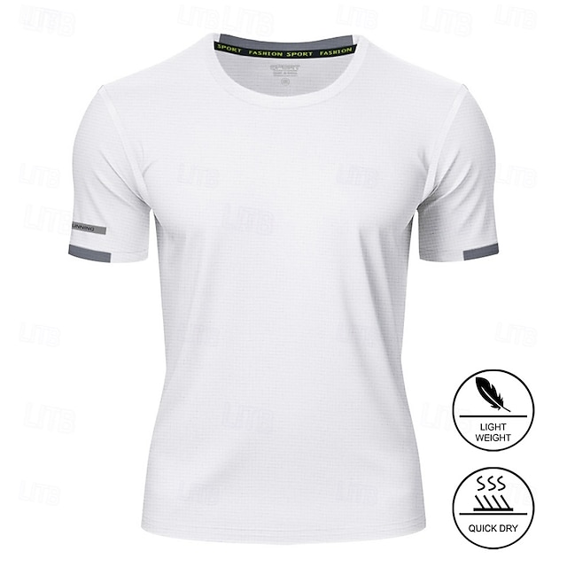  Men's Tee Short Sleeve Shirt Tee Top Short Sleeve Crewneck Spring & Summer Solid / Plain Color Fashion Designer Quick Dry Reflective Strip Vacation Street Going out Black White Red Top Tee for Men