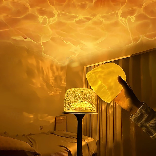 Ocean Wave Cordless Projector Light, RGB Color Changing Table Lamp, Portable Battery Night Light LED Aurora Projector with Remote Control for Bedroom Living Room Game Party Atmosphere Lights 11