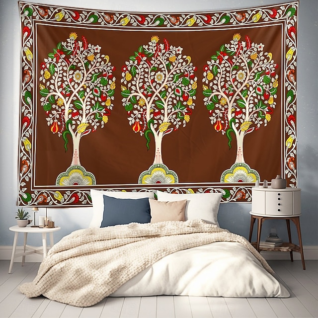  Az élet fája függő faliszőnyeg fali művészet Nagy faliszőnyeg Mural dekoráció Fénykép háttér Takaró Függöny Otthon Hálószoba Nappali dekoráció
