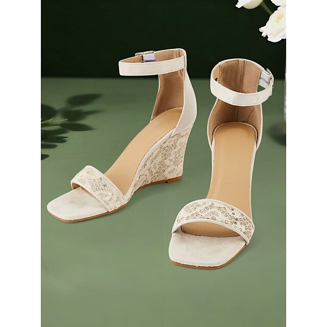 サイズ37 サンダル 白 ウェッジソール レース ファッション 厚底サンダル サイズ37 サンダル 白 ウェッジソール レース ファッション 厚底サンダル