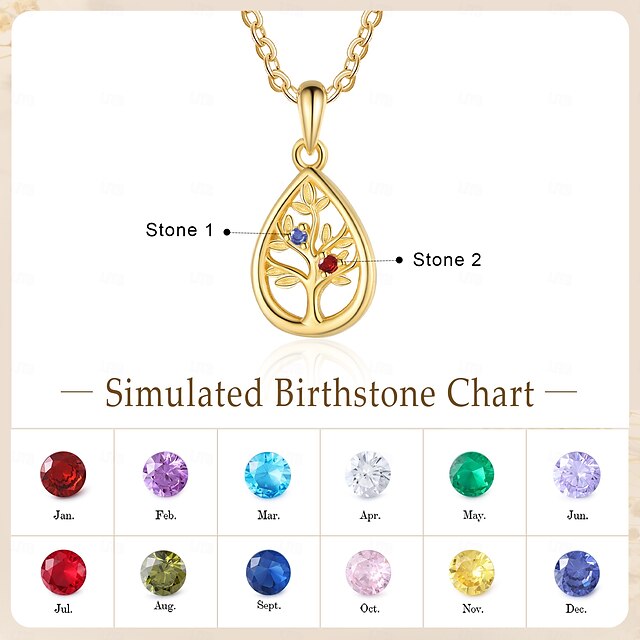  Collana con Pietra del Compleanno Personalizzata Miglior Regalo per la Mamma - Regalo di Design Personalizzato per Mamma Moglie Fidanzata Perfetto per San Valentino Festa della Mamma Natale Compleanno