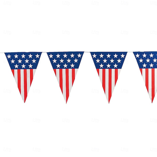  Flag Pennant Banner Long American String Flags Tall Triangle Flag Decorations USA Party Stars and Stripes Bunting Garland 4th of July Patriotic Decoration