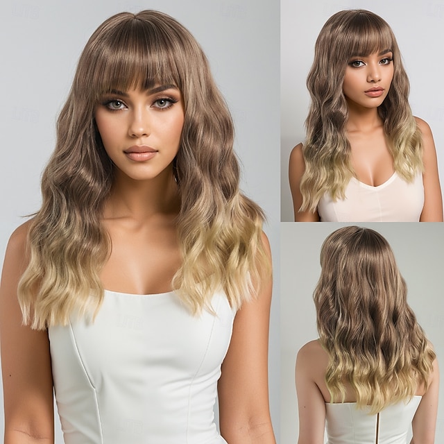  Syntetické paruky Loose Curl Velké vlny Vrstvený střih Hluboké rozdělení na stroji Paruka 20