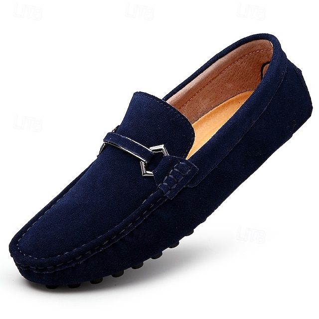  mocasini pentru bărbați din piele de căprioară, visiniu bogat cu cataramă clasică, pantofi casual luxosi, confortabili