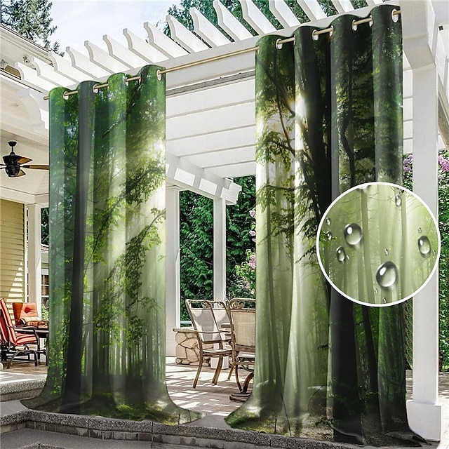 tende da esterno tenda impermeabile antivento e resistente alle intemperie per patio, capanna, veranda, pergola e gazebo, telo superiore con occhiello, paesaggio forestale a 2 pannelli