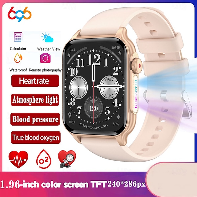  696 P6 Εξυπνο ρολόι 1.96 inch Έξυπνο ρολόι Bluetooth ΗΚΓ + PPG Βηματόμετρο Υπενθύμιση Κλήσης Συμβατό με Android iOS Γυναικεία Άντρες Κλήσεις Hands-Free Υπενθύμιση Μηνύματος IP 67 Θήκη ρολογιού 40mm
