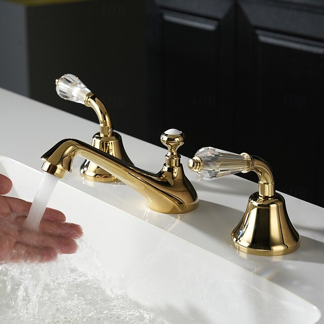  Robinet lavabo - Séparé Plaqué Diffusion large Deux poignées trois trousBath Taps