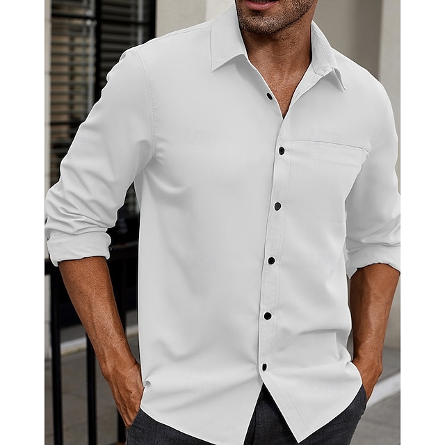  Per uomo Camicia Camicia Estiva Camicia casual Camicia da Spiaggia Camicia con Bottoni Bianco Borgogna Verde militare Manica Lunga Semplice Bavero Vacanza Camicia hawaiana Bottonato Abbigliamento