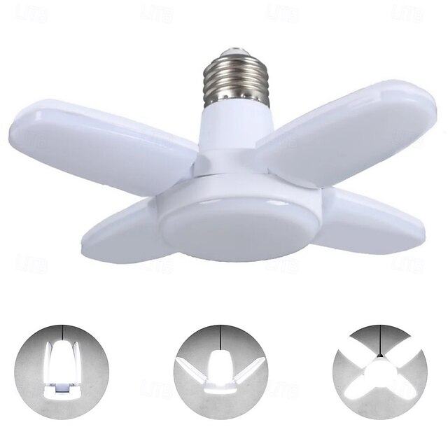  LED ガレージ ライト E27 28W 220V 変形可能な 4 葉ランプ 2800 ルーメン 天井ライト 倉庫 ワークショップ 工場用