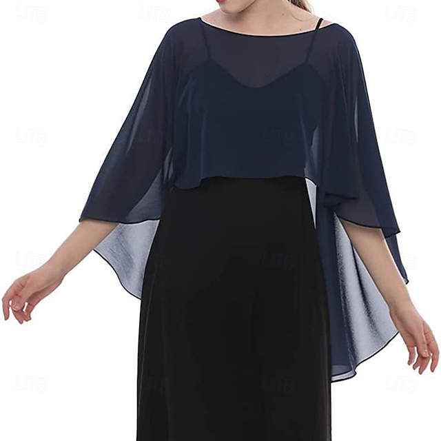  Écharpe Femme Élégant Sans manches Chiffon Boléros de Mariage Avec Couleur unie Pour Soirée Printemps & Été
