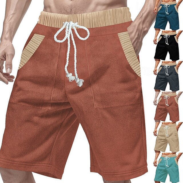  Homens calções atléticos Shorts de moletom Calção Shorts de verão Bolsos Com Cordão Cintura elástica Bloco de cor Conforto Respirável Curto Ao ar livre Esportes Clássico Casual Preto Azul