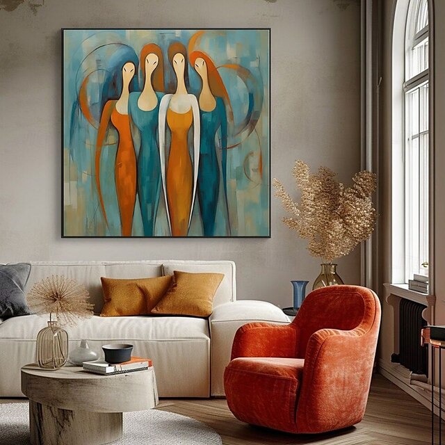  handgefertigtes Ölgemälde auf Leinwand, Wandkunst, Dekoration, moderne abstrakte Figur für Zuhause, Tanzstudio, Dekor, gerollt, rahmenlos, ungedehntes Gemälde