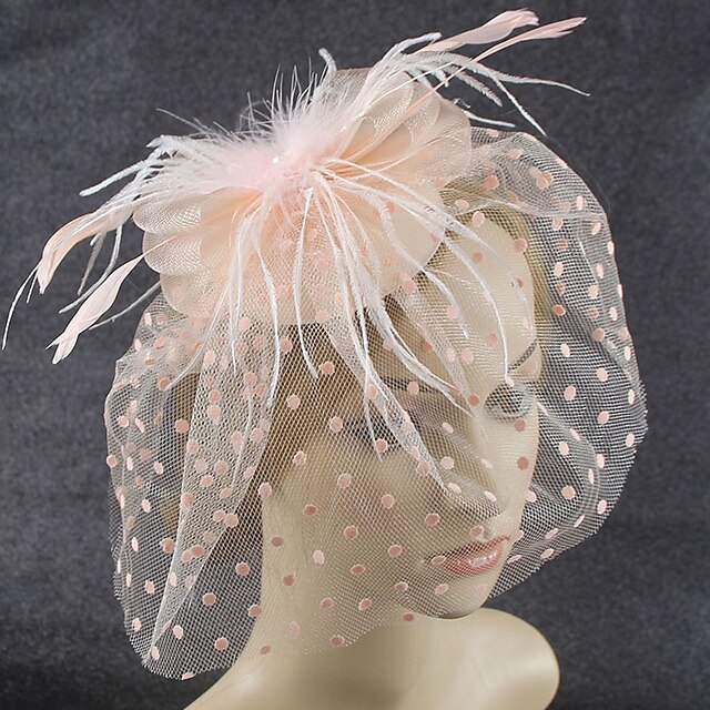  Fascinátory Polyester 30. léta Se širší krempou Závojový klobouk Čajový dýchánek Kentucky Derby Dostih Dámský den koktejl Elegantní Vinobraní Jednoduchý S Peří MiniSpot Přílba Pokrývky Hlavy