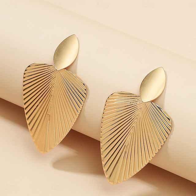  Mujer Pendiente Clásico Forma de Hoja Elegante Aretes Joyas Dorado Para Boda Fiesta 1 Par