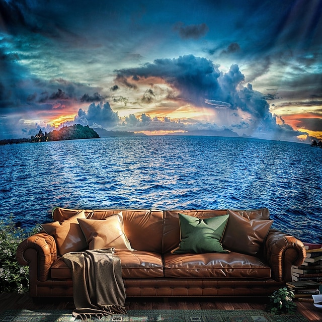  Landschaft Ozeanblick hängender Wandteppich Wandkunst großes Wandteppich-Mural-Dekor Fotografie Hintergrunddecke Vorhang Heim Schlafzimmer Wohnzimmer Dekoration