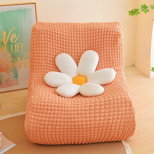  1pc capa elástica para sofá de chão sem braços capa para sofá preguiçoso relax seersucker capa elástica para sofá único capa de almofada para sala de estar casa