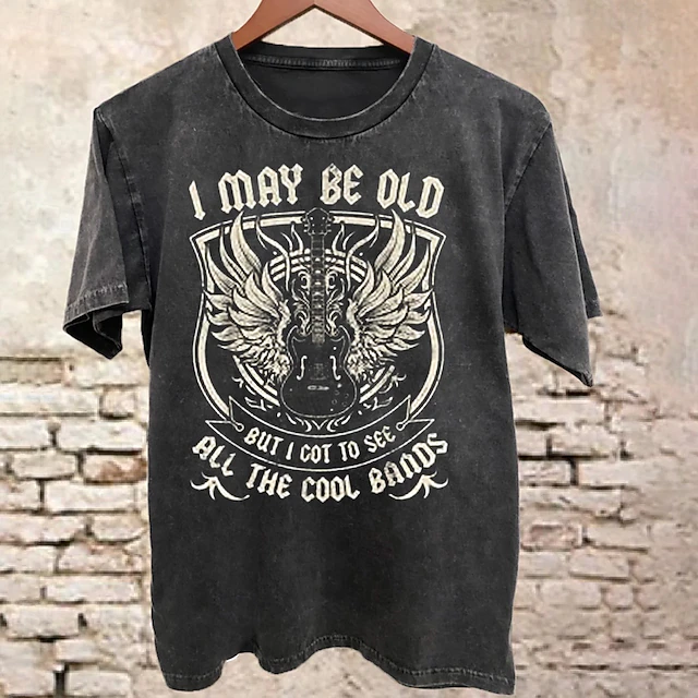 Mens Vintage Music Fan Graphic Tee with 'I May Be Old But I Got To See All The Cool Bands' Quote4