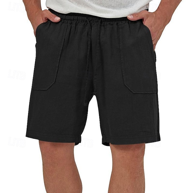  Bărbați Pantaloni Scurți Pantaloni scurți din in Pantaloni scurți de vară Pantaloni scurți de plajă Cordon Talie elastică Buzunar frontal Simplu Confort Respirabil Lungimea genunchiului În aer liber