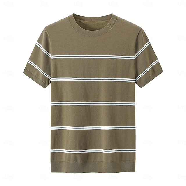  Homme T-shirt Manche Courte Col ras du cou Été Printemps Rayures horizontales Tricots Vacances ancien Bandes École Entraînement Extérieur Noir Blanche Châtaigne Claire T-shirt haut de gamme pour homme