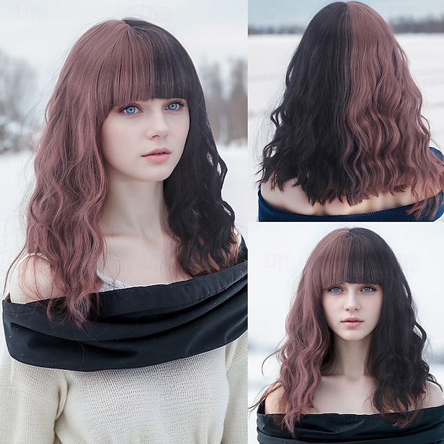  Peruci Sintetice Ondulat Curly Weave Frizură în Straturi Cu breton Realizat la mașină Perucă 16 inch A1 Păr Sintetic Pentru femei Clasic Comfortabil Gradient de culoare Multi-Color