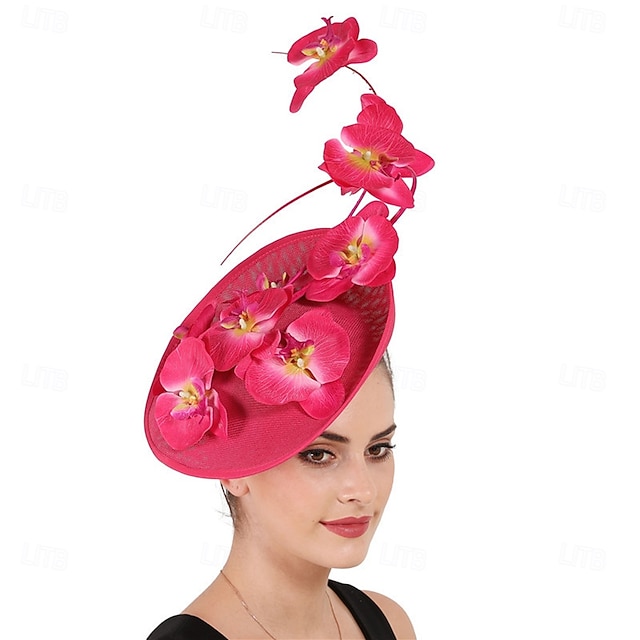  אביזר לשיער פשתן פו חתונה מסיבת ערב אלגנטית חתונה עם פרח כיסוי ראש כיסוי ראש