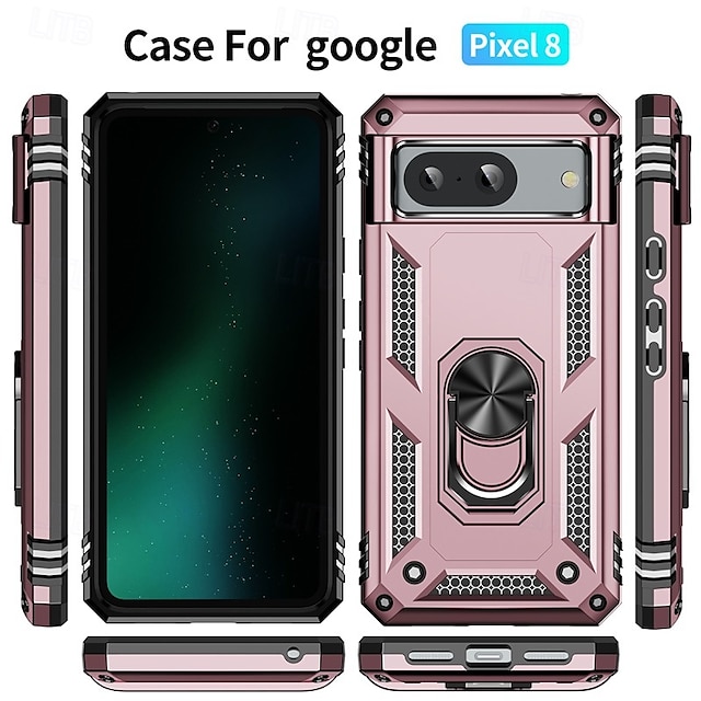  טלפון מגן עבור גוגל Pixel 9 Pro Pixel 9 Pro XL Pixel 8 Pro Pixel 8 פיקסל 9 Pixel 7 Pixel 7 Pro Pixel 6 Pixel 6 Pro כיסוי אחורי מחזיק טבעת מגנטי עמיד בזעזועים רטרו TPU PC
