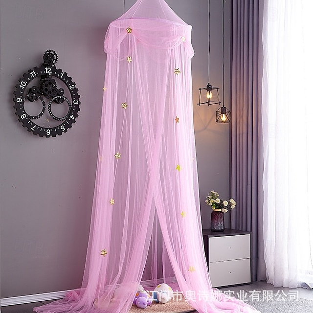  Prinzessinnenbett Baldachin für Mädchen Fantasy Tüll Mädchenzimmer Dekorationskrone Bettvorhänge - 360° verschlüsseltes Tüllbett Baldachin zur Abdeckung wiegendes Bett