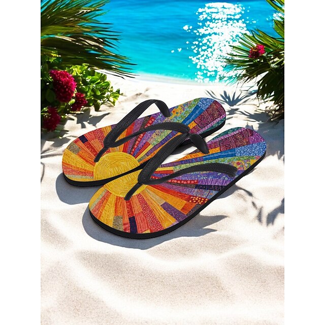  Bunte Flip-Flops mit Blumenmuster für Damen – lebendige Strandsandalen im Bohème-Stil für den Sommer am Pool und im Resort