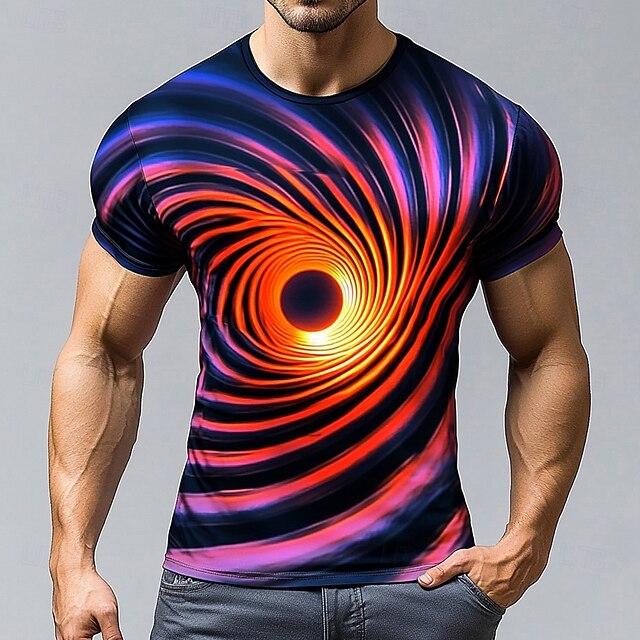  Herr Spiral T-shirt Kortärmad T-shirt 3D-tryck Rund hals Skjorta drivna Designer Fest Ledigt Helgdag Purpur Sommar Vår Kläder S M L XL XXL XXXL