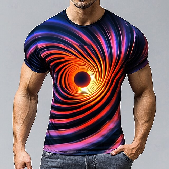 Men's Spiral T Shirt Short Sleeve T shirt 3D Print Crew Neck Shirt Exaggerated Designer Party Casual Holiday Purple Summer Spring Clothing Apparel S M L XL XXL XXXL4