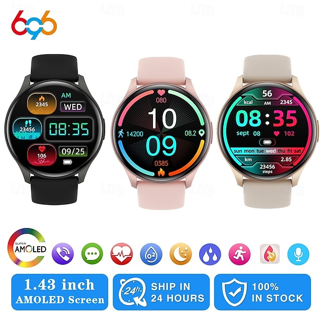  696 ZW60 Smart Watch Fitness Tracker ECG PPG Bluetooth Anropspåminnelse Android iOS IP67 44mm 1,43